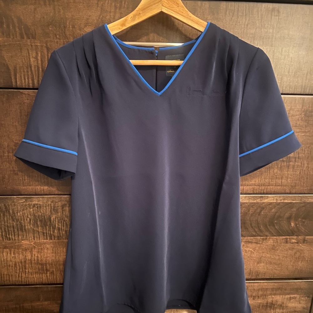 United Airlines Brooks Brothers Women's Top with Light Blue Trim